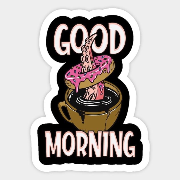 Good Morning Coffee & Donut Kraken Sticker by Foxxy Merch